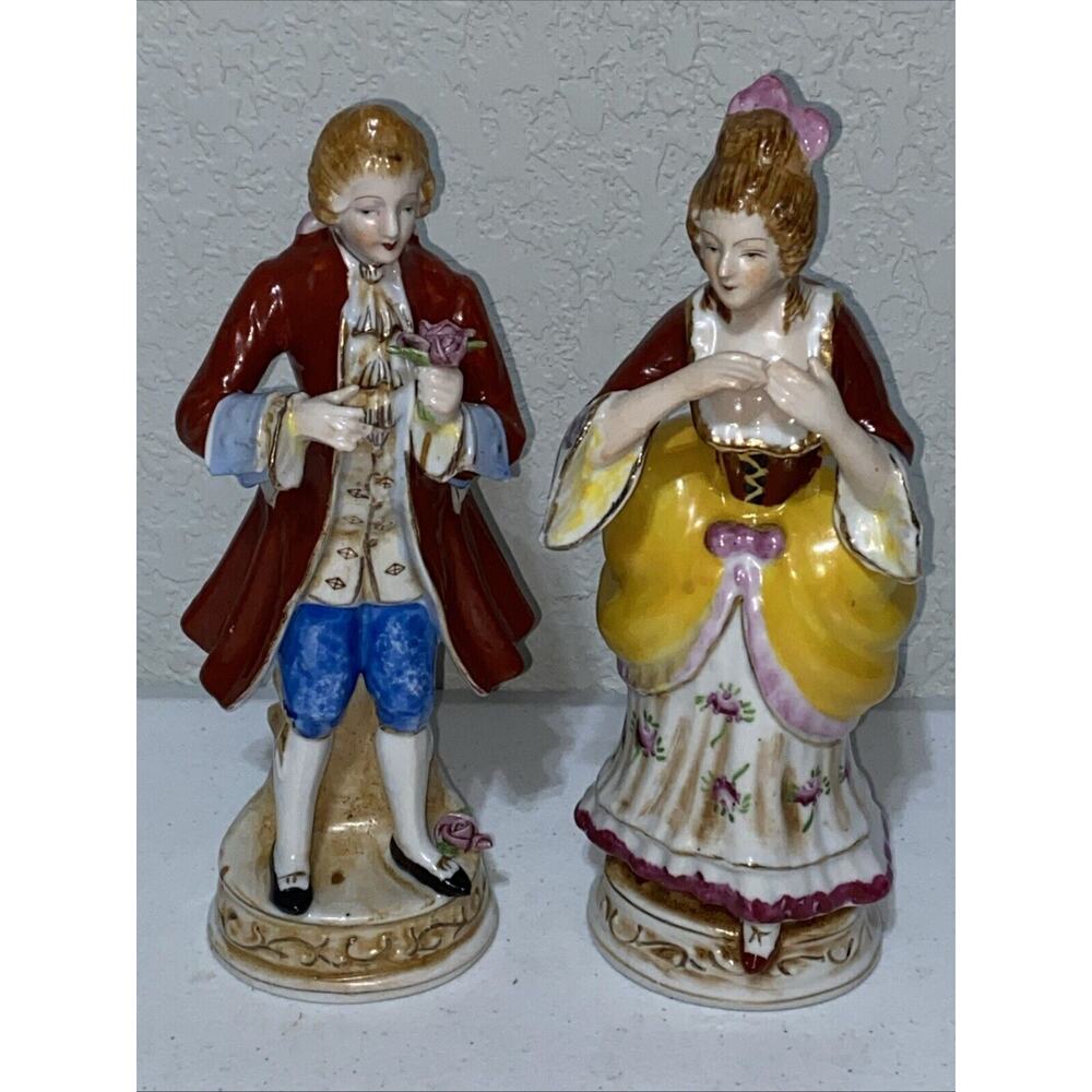 VTG Made In Occupied‎ Japan Victorian Couple Courting Figurine Set Porcelain 10”
